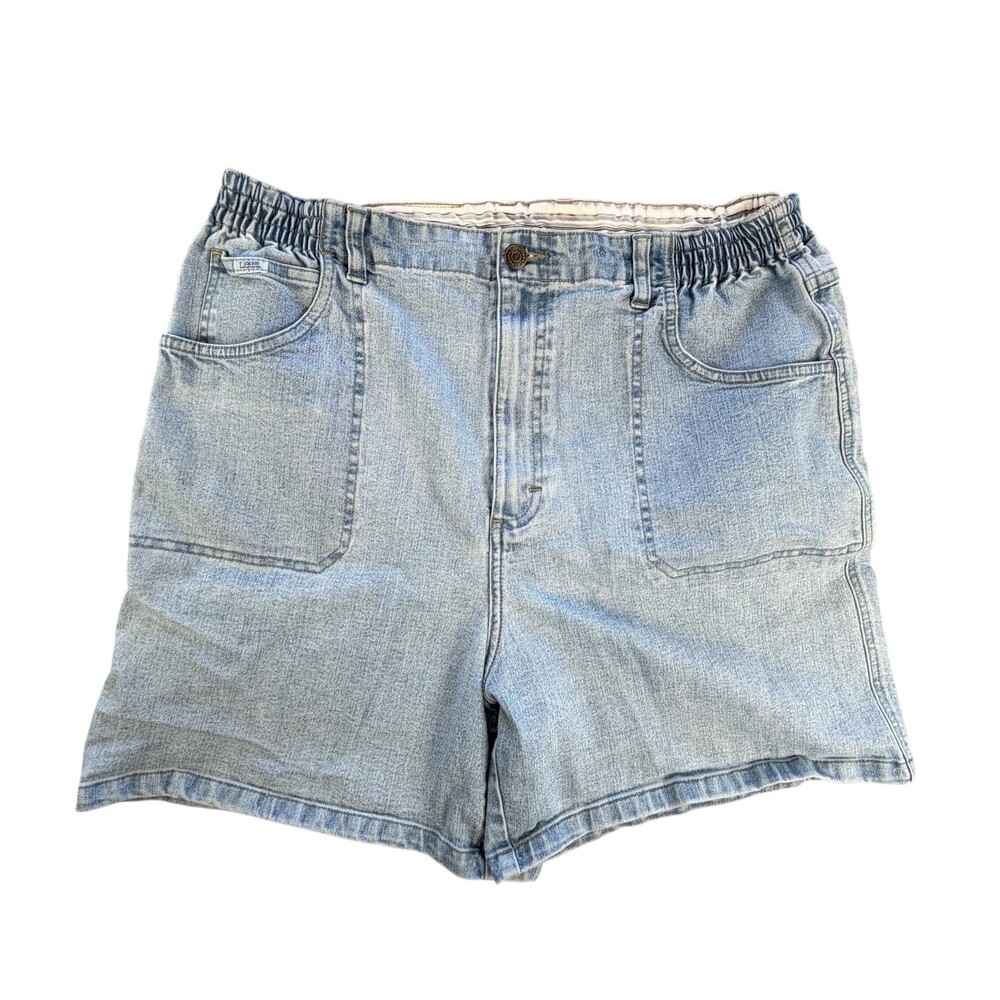 Lee Utility Shorts Womens 18 Blue Denim Elastic Waist Relaxed Fit 5 In Inseam